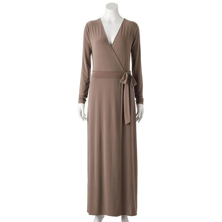 Women's Jennifer Lopez Luxe Essentials Wrap Dress, Size: Xl, Brown