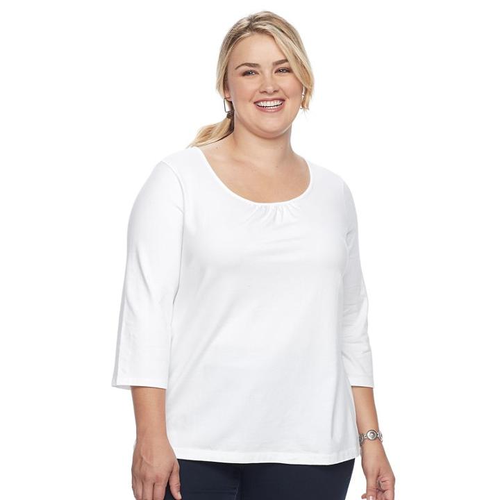 Plus Size Croft & Barrow&reg; Pleated Tee, Women's, Size: 2xl, White