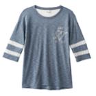 Girls Plus Size Mudd&reg; Lace Yoke Varsity Tee, Size: 12 1/2, Med Blue