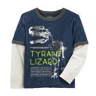 Boys 4-12 Oshkosh B'gosh&reg; Tyrant Lizard Dinosaur Ringer Tee, Size: 6, Light Grey