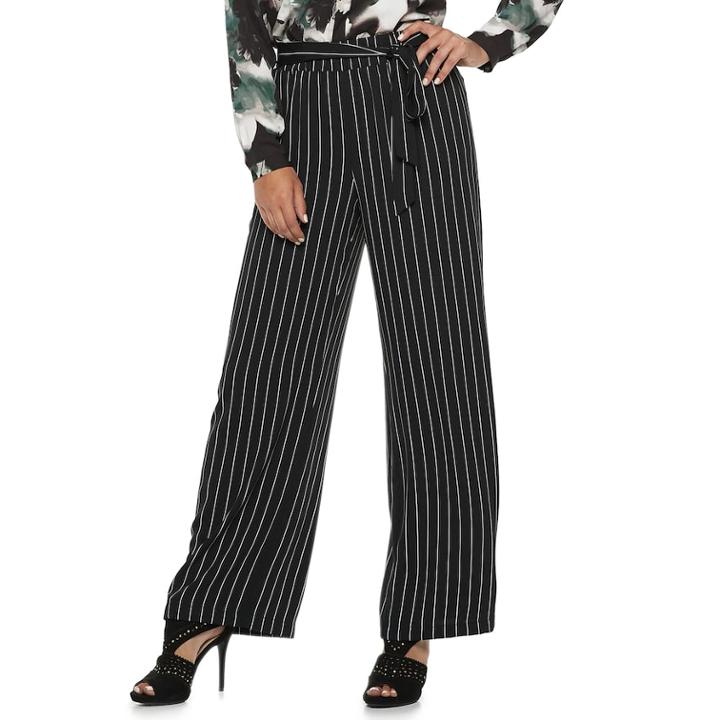 Women's Jennifer Lopez Menswear Wide-leg Pants, Size: Xl, Black