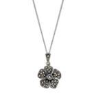 Tori Hill Sterling Silver Marcasite Flower Pendant Necklace, Women's, Size: 18, Grey