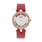 Burgi Women's Diamond & Crystal Leather Swiss Watch, Red