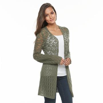 Women's Olivia Sky Crochet Cardigan, Size: Large, Green Oth