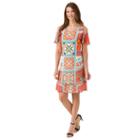 Women's Haggar Medallion Shift Dress, Size: Medium, Med Orange