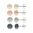 Pearlustre By Imperial Sterling Silver White & Dyed Freshwater Cultured Pearl Stud Earring Set, Women's, Multicolor