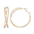 Textured Crisscross Nickel Free Hoop Earrings, Women's, Gold
