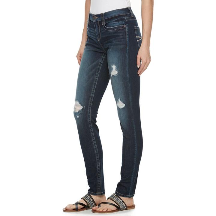 Juniors' Mudd&reg; Ripped Skinny Jeans, Teens, Size: 3, Blue Other