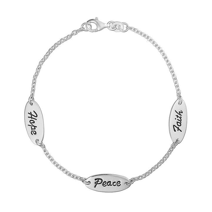 Sterling Silver Hope, Peace & Faith Bracelet, Women's, Size: 7, Grey