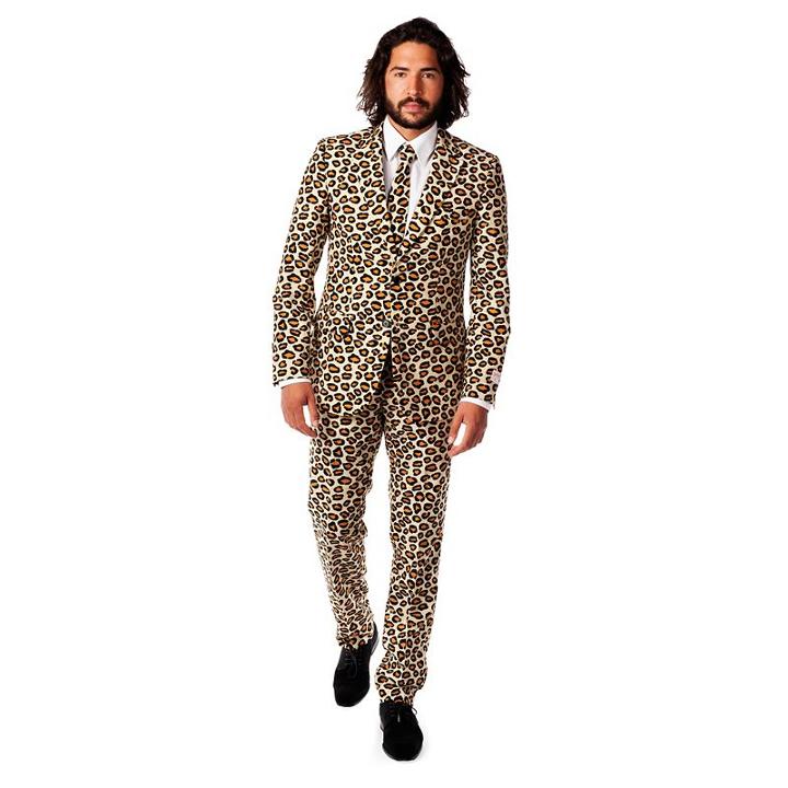 Men's Opposuits Slim-fit Jaguar Spots Suit & Tie Set, Size: 38 - Regular, Dark Beige