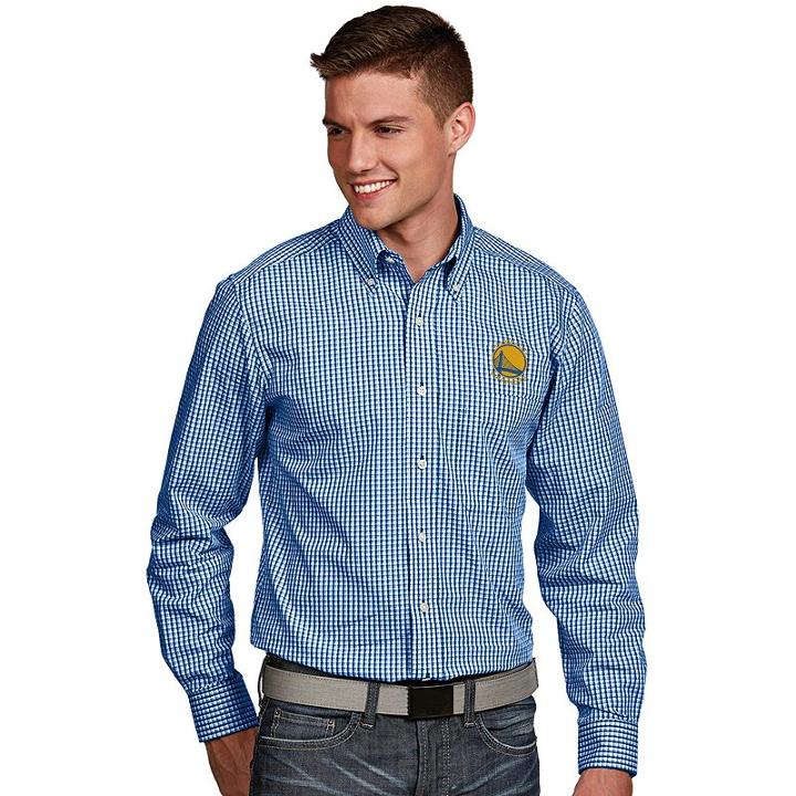 Men's Antigua Golden State Warriors Associate Plaid Button-down Shirt, Size: Small, White Oth