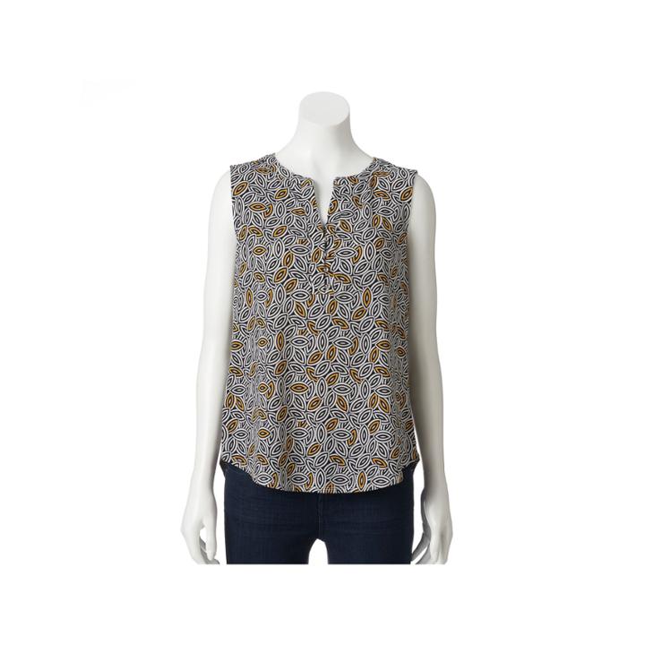 Women's Dana Buchman High-low Henley, Size: Medium, Lt Beige