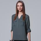 Women's Simply Vera Vera Wang Chiffon Utility Blouse, Size: Xl, Med Blue