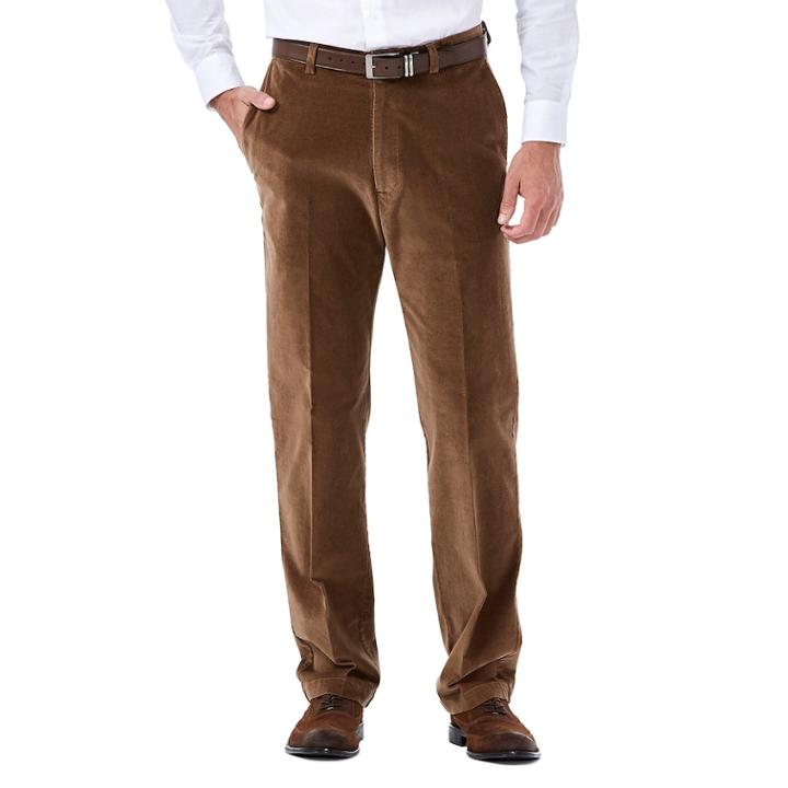 Men's Haggar Classic-fit Stretch Expandable Waistband Corduroy Pants, Size: 36x32, Lt Brown