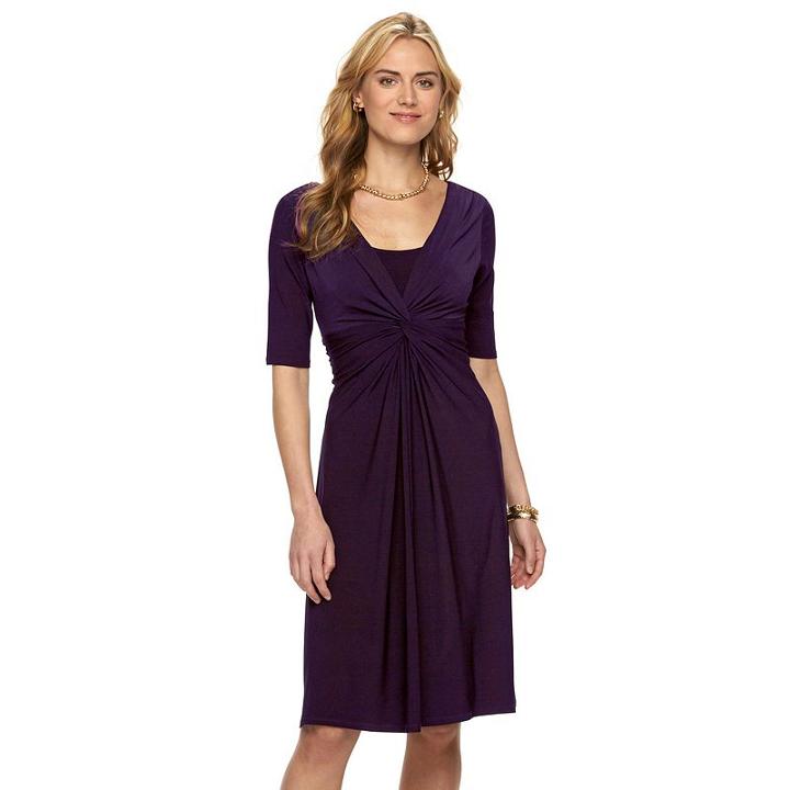 Women's Chaps Solid Knot-front Empire Dress, Size: Xs, Purple