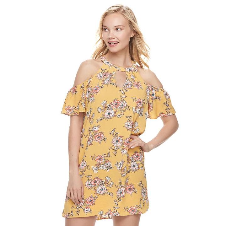 Juniors' Lily Rose Cold-shoulder Shift Dress, Teens, Size: Xs, Med Orange