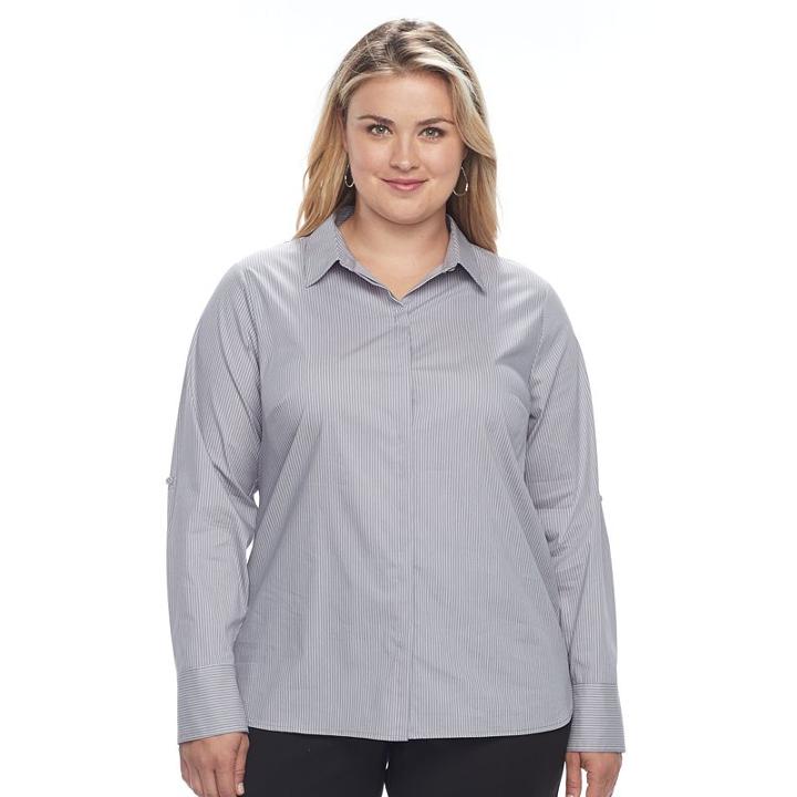 Plus Size Apt. 9&reg; Structured Shirt, Women's, Size: 3xl, Grey