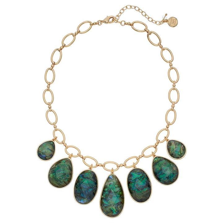 Dana Buchman Simulated Abalone Graduated Teardrop Necklace, Women's, Green