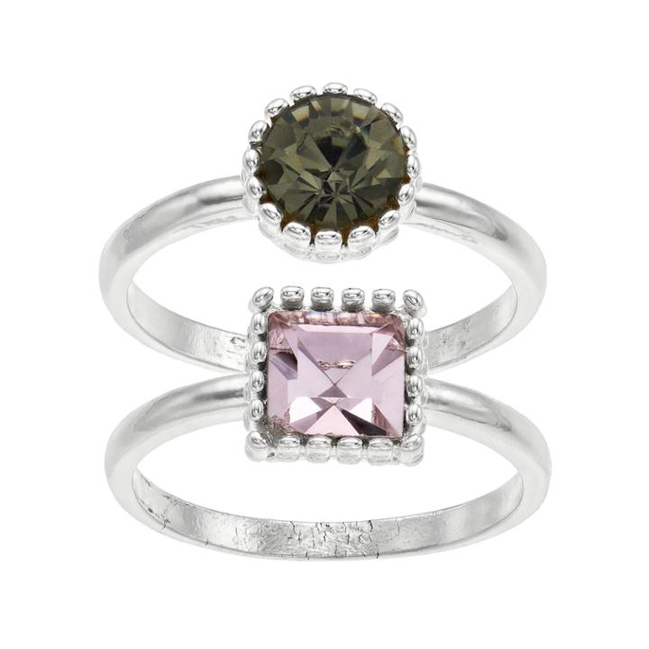 Lc Lauren Conrad Round & Square Ring Set, Women's, Size: 7, Multicolor