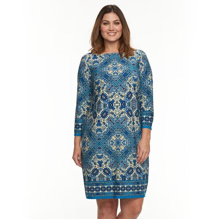 Plus Size Suite 7 Chevron Shift Dress, Women's, Size: 18 W, Ovrfl Oth