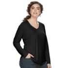 Juniors' Plus Size So&reg; V-neck Long Sleeve Tee, Teens, Size: 1xl, Black