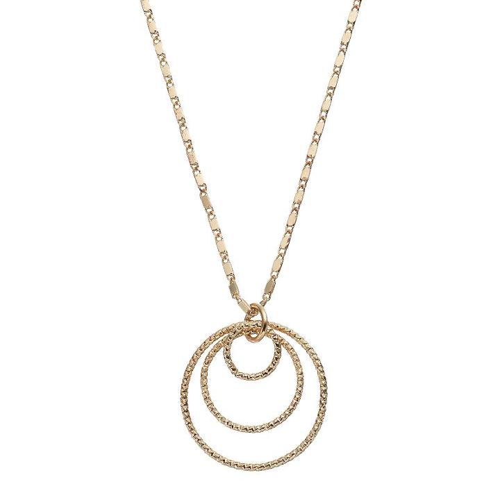 Lc Lauren Conrad Concentric Circle Pendant Necklace, Women's, Gold