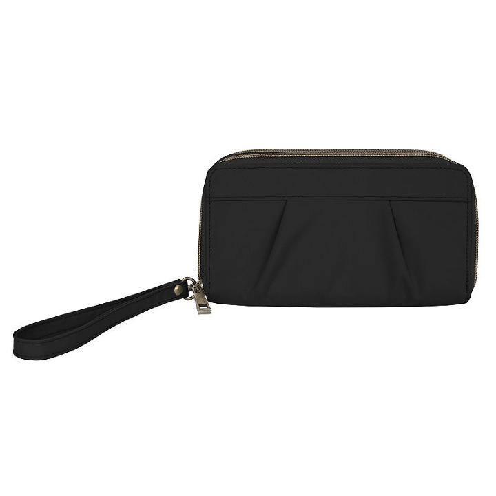 Travelon Signature Rfid-blocking Pleated Double Zip Clutch Wallet, Adult Unisex, Black