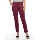 Women's Croft & Barrow&reg; Tummy-slimming Straight-leg Corduroy Pants, Size: 6 Short, Red