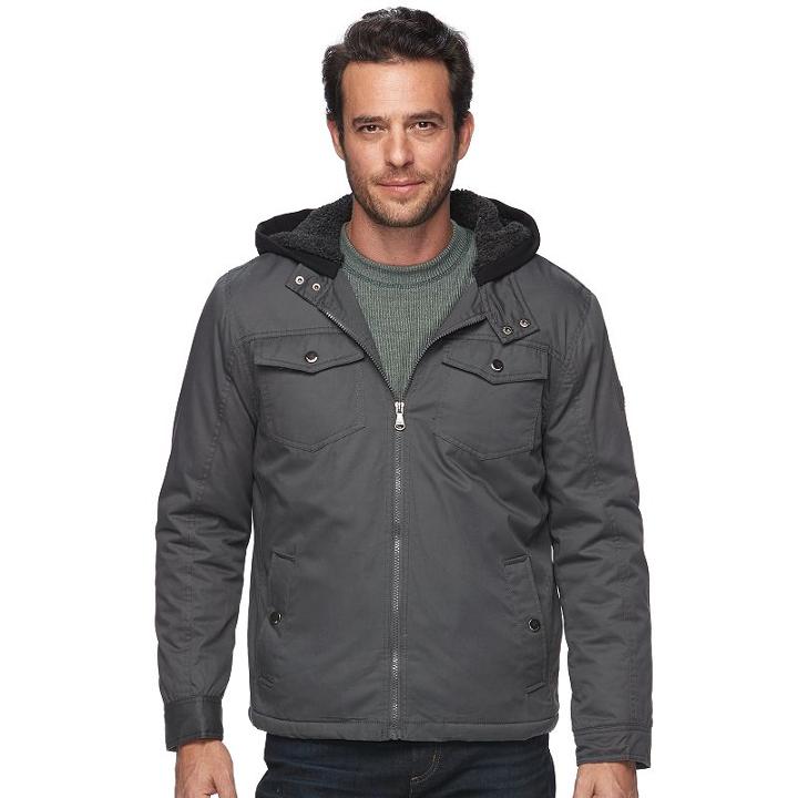 Men's Urban Republic Modern-fit Twill Hooded Jacket, Size: Small, Grey