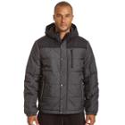 Men's Champion Colorblock Quilted Hooded Puffer Jacket, Size: Large, Grey