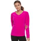Women's Tek Gear&reg; V-neck Raglan Long Sleeve Top, Size: Medium, Dark Pink