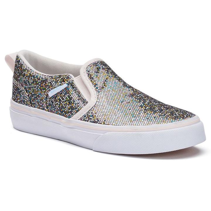 Vans Asher Slip-on Skate Shoes - Girls, Girl's, Size: 5, Black