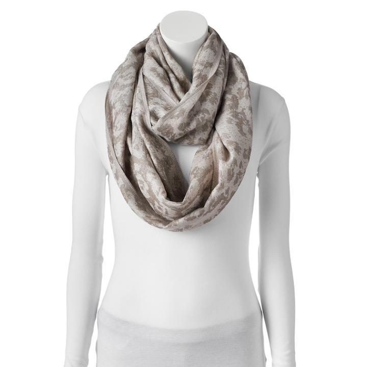 Apt 9&reg; Leopard Jacquard Infinity Scarf, Women's, White Oth