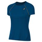 Women's Asics Short Sleeve Running Tee, Size: Large, Dark Blue
