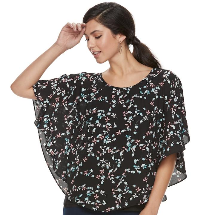 Women's Elle&trade; Crepe Popover Top, Size: Xlrg Av/rg, Black