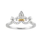 Two Tone Sterling Silver 1/5 Carat T.w. Diamond Crown Ring, Women's, Size: 9, White