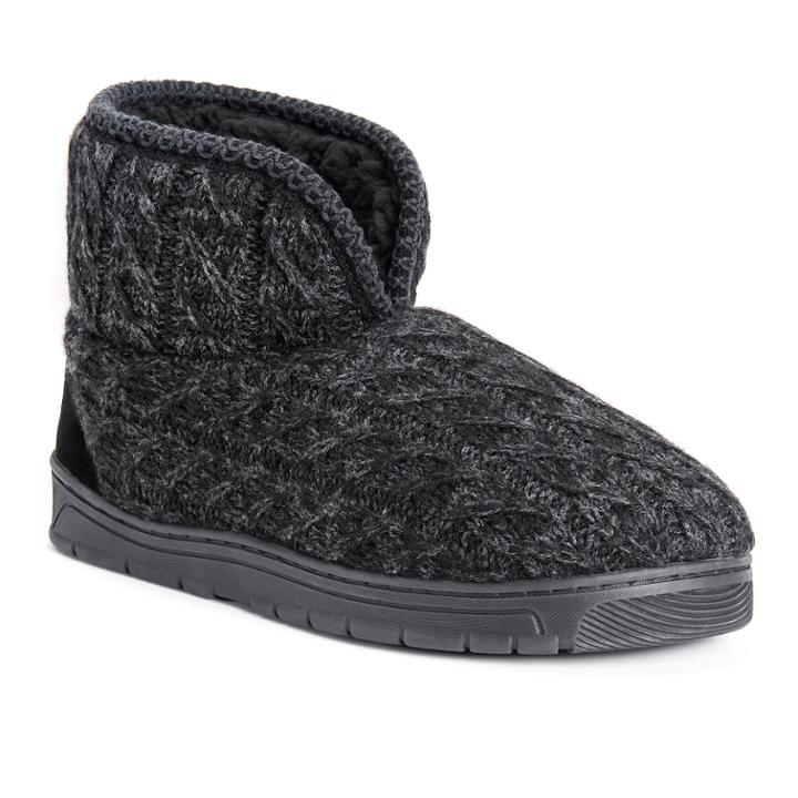 Men's Muk Luks Mark Bootie Slippers, Size: Large, Dark Grey