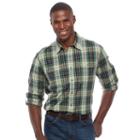 Men's Croft & Barrow&reg; Classic-fit Plaid Stretch Roll-tab Button-down Shirt, Size: Medium, Med Green