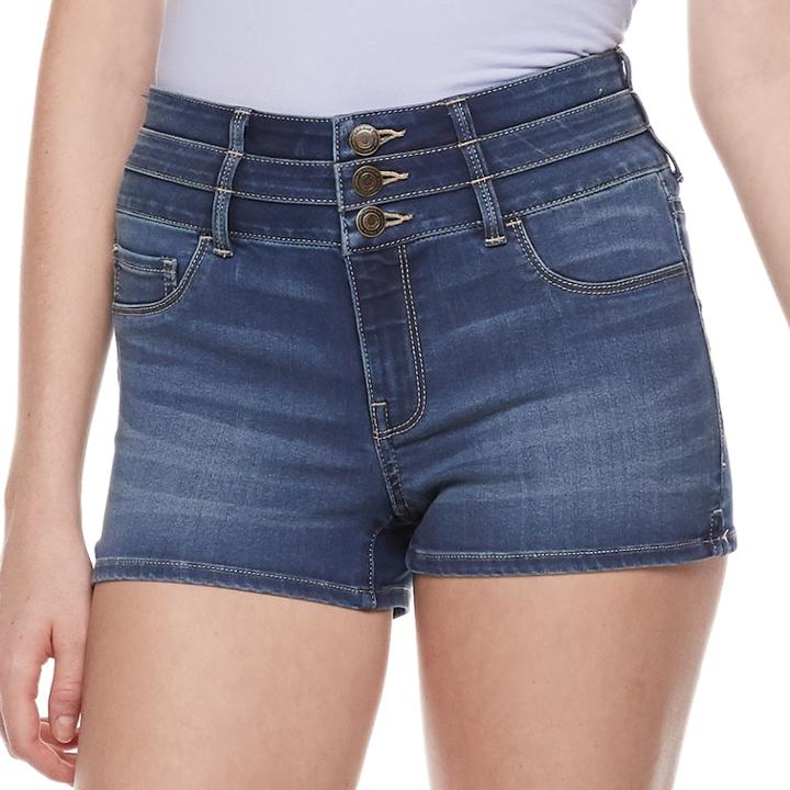 Juniors' So&reg; High-waisted Ultimate Shortie Shorts, Teens, Size: 9, Med Blue
