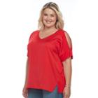 Plus Size Apt. 9&reg; Mixed-media V-neck Top, Women's, Size: 1xl, Med Red