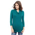 Maternity Oh Baby By Motherhood&trade; Ribbed Cowlneck Sweater, Women's, Size: Large, Green Oth