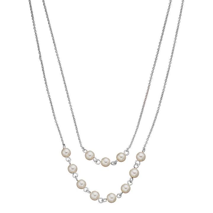 Lc Lauren Conrad Simulated Pearl Double Strand Necklace, Women's, White Oth