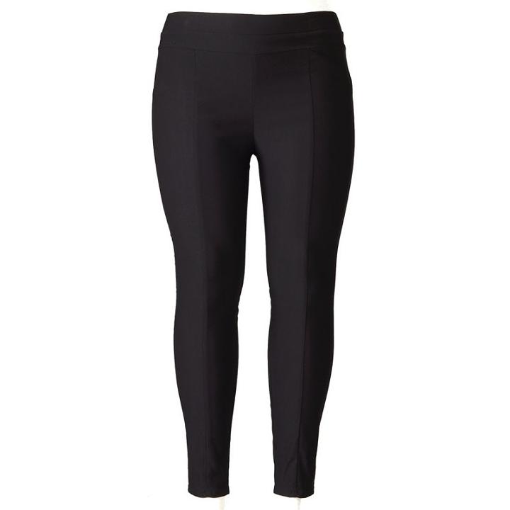 Plus Size Simply Vera Vera Wang Twill Panel Pull-on Pants, Women's, Size: 3x Long, Black