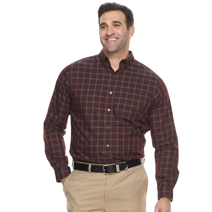 Big & Tall Van Heusen Classic-fit Wrinkle-free Button-down Shirt, Men's, Size: L Tall, Red