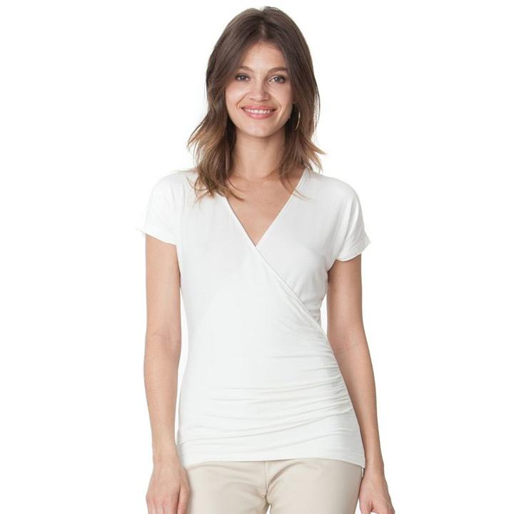 Women's Chaps Surplice Faux-wrap Tee, Size: Large, White