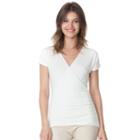 Women's Chaps Surplice Faux-wrap Tee, Size: Large, White