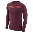 Men's Nike Virginia Tech Hokies Marled Long-sleeve Dri-fit Tee, Size: Xxl, Red (maroon)