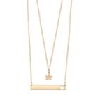Lc Lauren Conrad Flower Bar Punch Out Double Strand Necklace, Women's, Gold