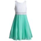 Girls 7-16 Emily West White To Mint Pleated Dress, Size: 12, Multicolor