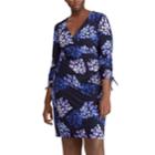 Plus Size Chaps Floral Faux-wrap Dress, Women's, Size: 14 W, Blue (navy)